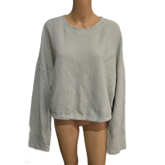 Fabletics Mint Green Crew Neck Anna Open Tie Back Pullover Sweater Medium - Picture 2 of 7